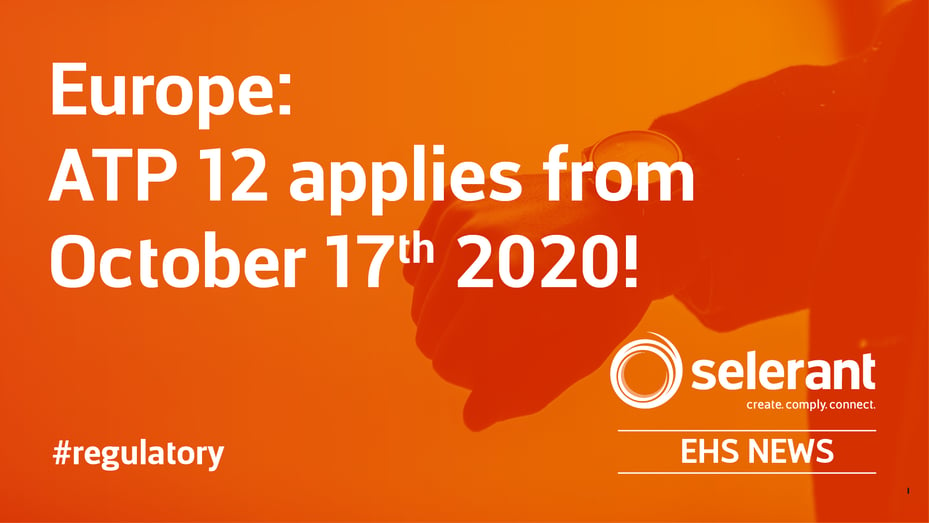 Europe: ATP 12 applies from October 17th 2020!